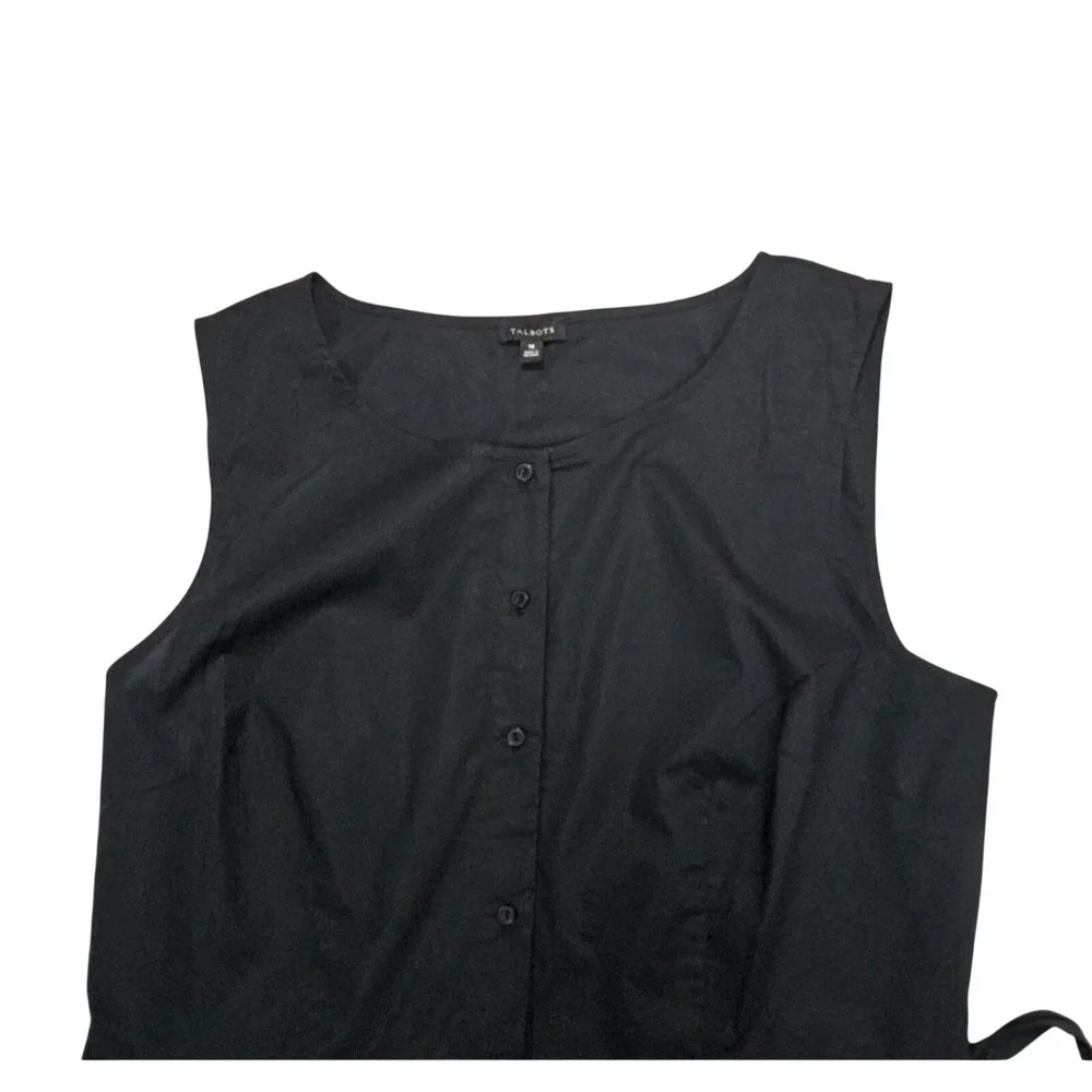 Talbots Popline Fit & Flare Dress 16 Sleeveless Midi‎ Black Rockabilly 50s 50s